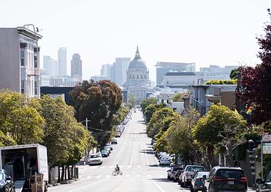 San Francisco street view with cyclist