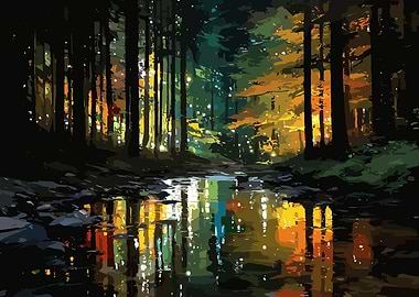 Forest Stream Reflection