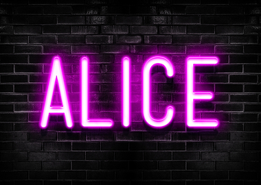 Alice Neon Sign on Brick Wall