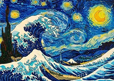 Starry Wave Van Gogh Meets Hokusai