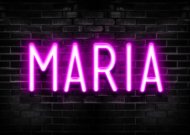 Maria Neon Sign on Brick Wall