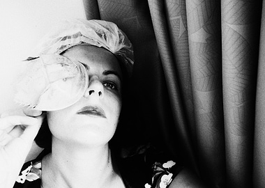 Black and White Portrait with Mask