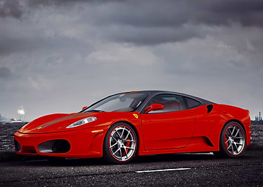 Red Ferrari on Asphalt Road