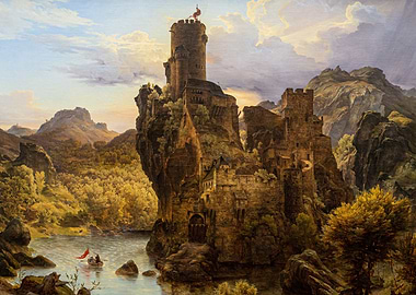 Medieval Castle on Rocky Outcrop Painting