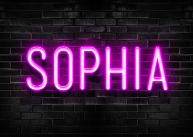 Sophia Neon Sign on Brick Wall