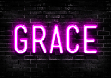 Grace Neon Sign on Brick Wall