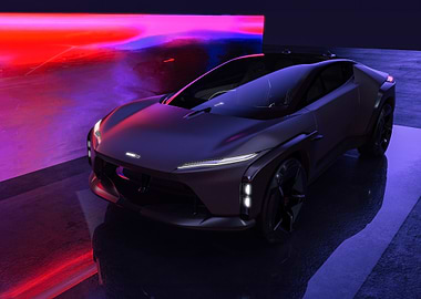 Sleek Futuristic Car in Neon Lighting