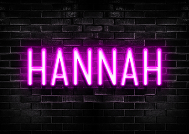 Hannah Neon Sign on Brick Wall