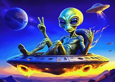 Chill Alien in UFO Art