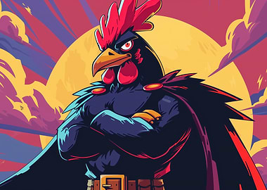 Super Chicken Hero Cartoon Illustration