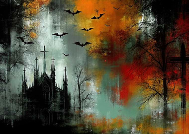 Gothic Church with Bats