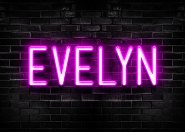 Evelyn Neon Sign on Brick Wall