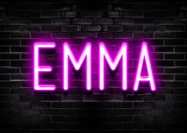 Emma Neon Sign on Brick Wall