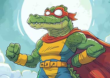 Superhero Alligator Cartoon Character