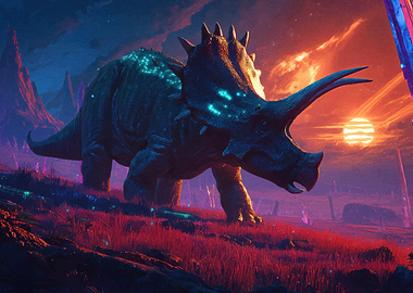 Glowing Triceratops Landscape