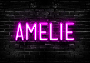 Amelie Neon Sign on Brick Wall