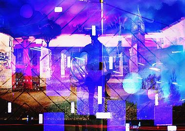 Abstract Cityscape with Cyclist