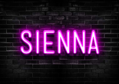 Sienna Neon Sign on Brick Wall