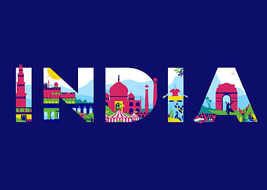 India Landmark Typography
