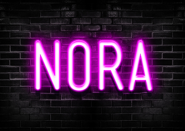Nora Neon Sign on Brick Wall