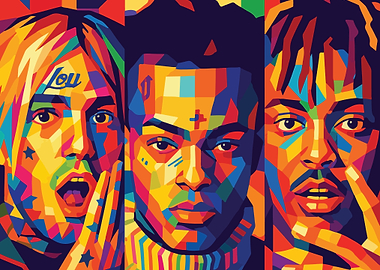 Colorful Portrait of Three Musicians