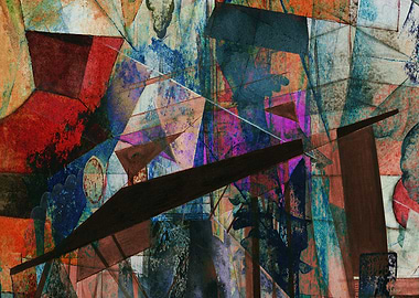 Abstract Geometric Painting with Angular Shapes