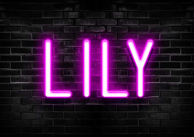 Lily Neon Sign on Brick Wall