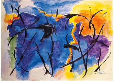 Abstract Painting with Black Lines