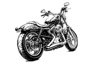 Black and White Motorcycle Illustration