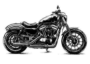 Black and White Motorcycle Illustration