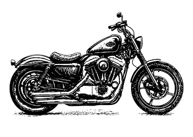 Black and White Motorcycle Illustration