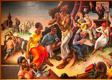 American Scene Painting with Diverse Figures by Thomas Hart