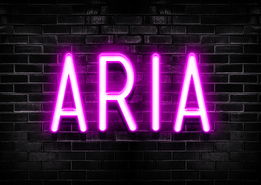 ARIA Neon Sign on Brick Wall