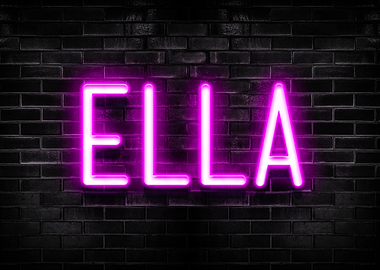 Ella Neon Sign on Brick Wall