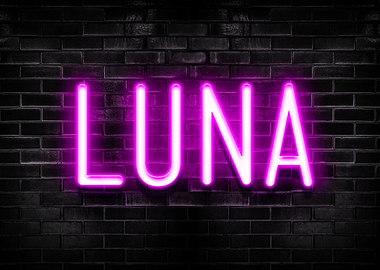 Luna Neon Sign on Brick Wall