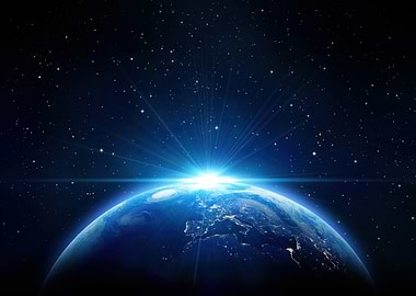 Earth from Space with Sunrise