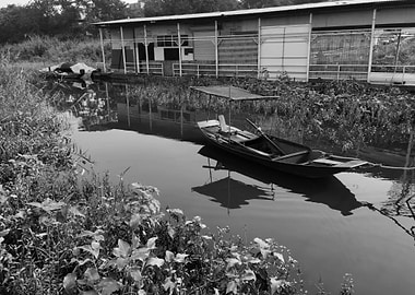 Black and White River Scene