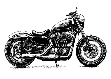Black and White Motorcycle Illustration