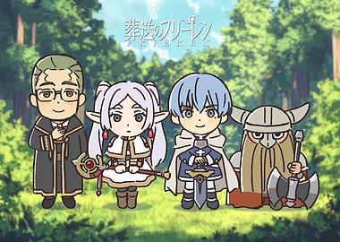 Frieren Chibi Heroes in Forest
