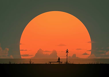 Silhouette of a Woman at Sunset