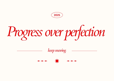 Progress over perfection motivational text art