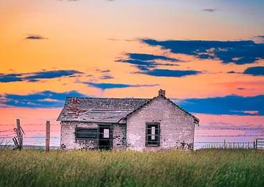 Abandoned House at Sunset