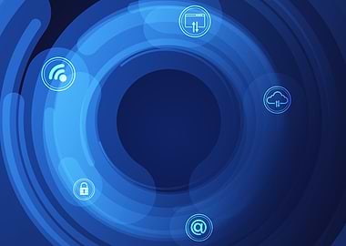 Abstract Blue Technology Background with Icons