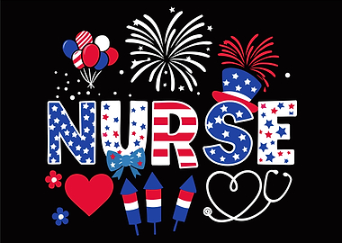 Patriotic Nurse 4th Of July Design