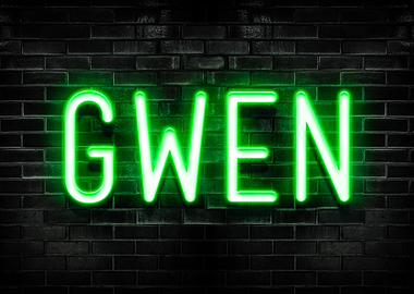 Gwen Neon Sign on Brick Wall