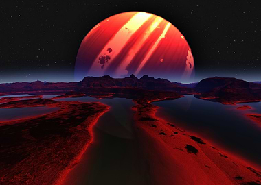 Exoplanet Landscape with Red Giant