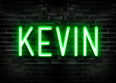 Kevin Neon Sign on Brick Wall