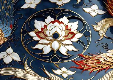 Elegant Floral Pattern with Gold Accents