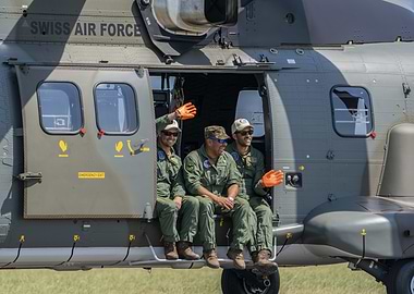 Swiss Air Force Helicopter with Crew