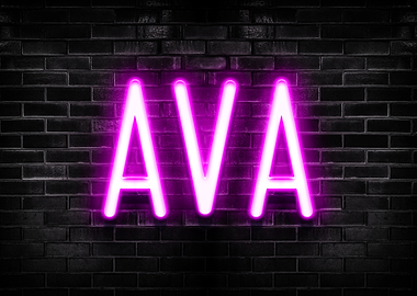 AVA Neon Sign on Brick Wall